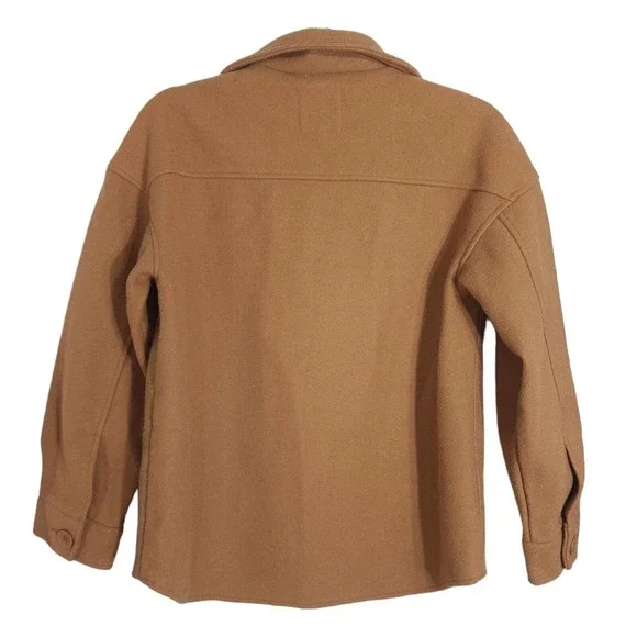 Avec Les Filles Womens Shacket Camel Brown Tan Relaxed Cozy Knit Shirt Jacket S - Picture 4 of 13